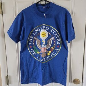 Vintage 80s USA Eagle Seal T-Shirt Fruit of the Loom Made in USA Deadstock L NWT